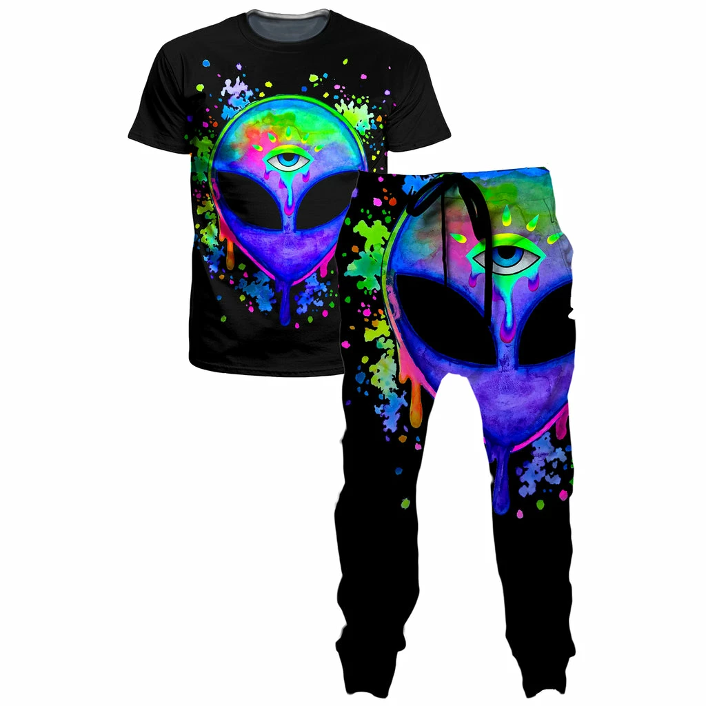 Ready To Ship Splatter Alien T-Shirt And Joggers Combo 3 Ready To Ship Splatter Alien T-Shirt And Joggers Combo