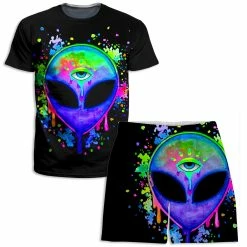Ready To Ship Splatter Alien T-Shirt And Shorts Combo