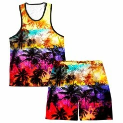 Ready To Ship Florida Palm Trees Men's Tank And Shorts Combo