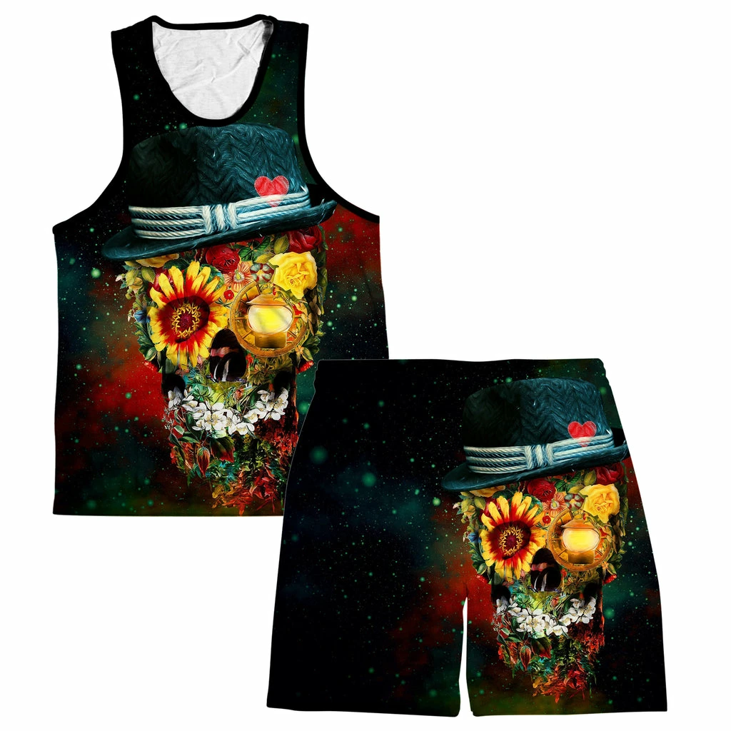 Skull Lover Men's Tank and Shorts Combo Ready To Ship Skull Lover Men's Tank And Shorts Combo -iEDM Shop RizaPeker Shorts MensTank SkullLover