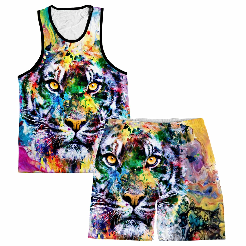 Tiger Men's Tank and Shorts Combo Ready To Ship Tiger Men's Tank And Shorts Combo -iEDM Shop RizaPeker Shorts MensTank Tiger