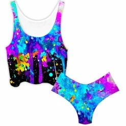 Ready To Ship Abstract Crop Top And Booty Shorts Combo