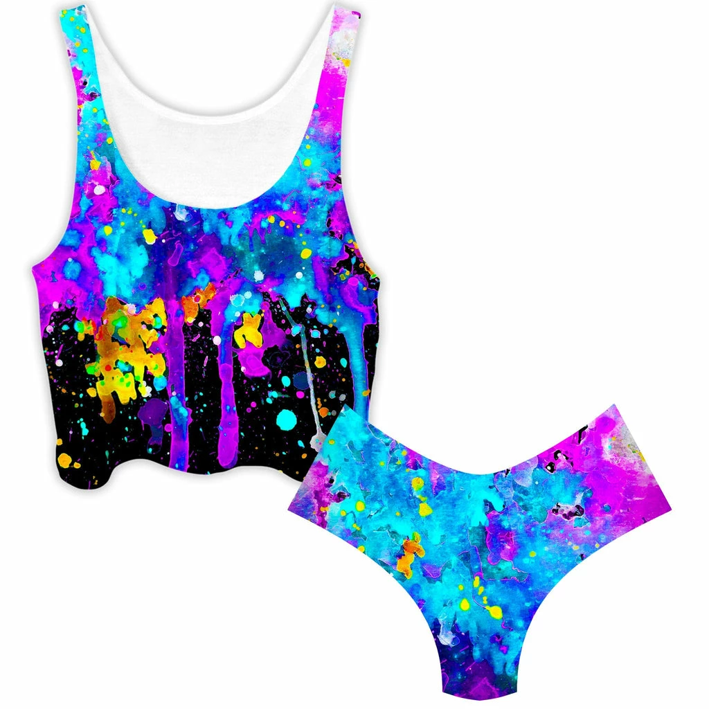 Abstract Crop Top and Booty Shorts Combo Ready To Ship Abstract Crop Top And Booty Shorts Combo -iEDM Shop brizbazaar abstract crop top and booty shorts combo