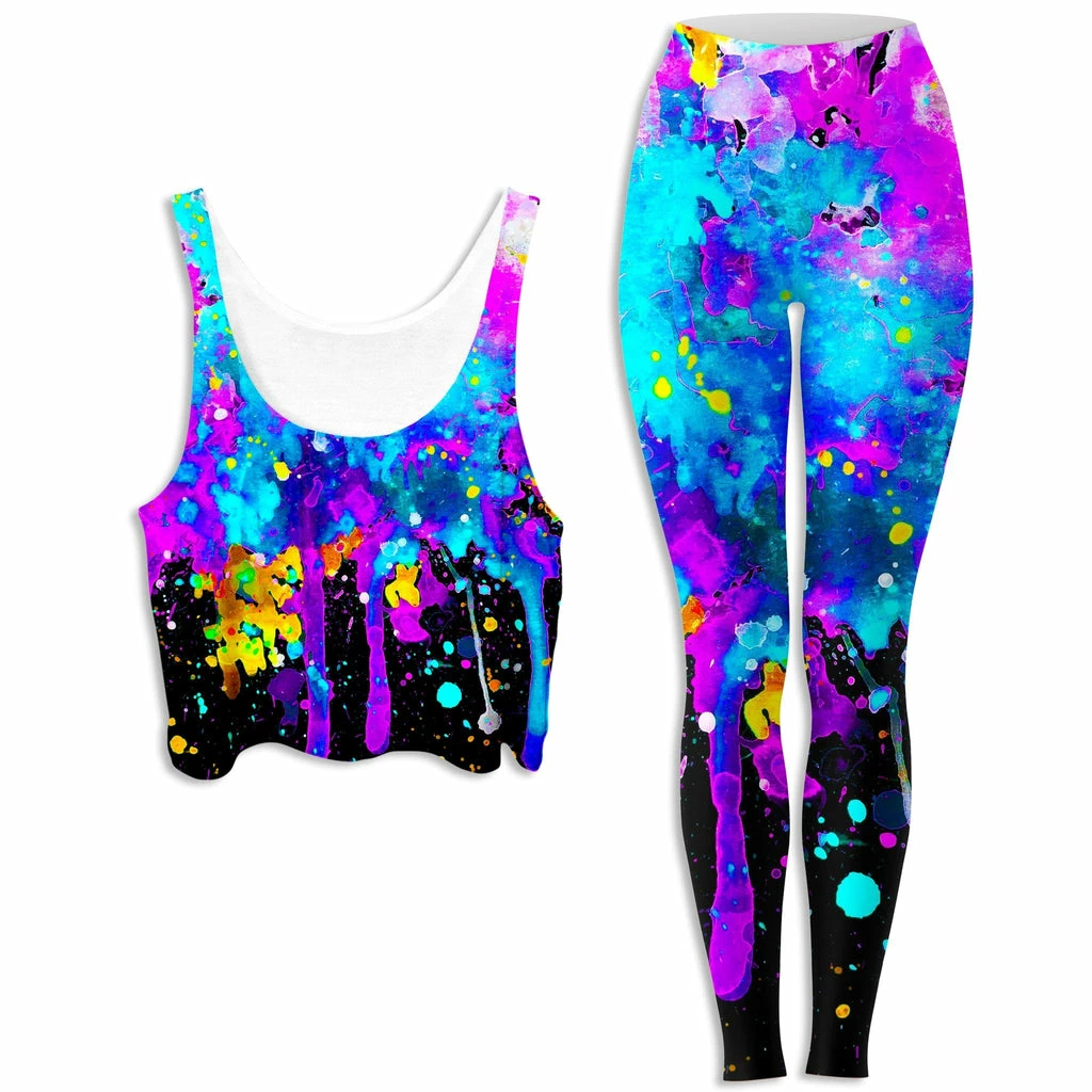 Ready To Ship Abstract Crop Top And Leggings Combo