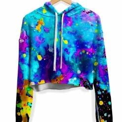 T6 Abstract Fleece Crop Hoodie