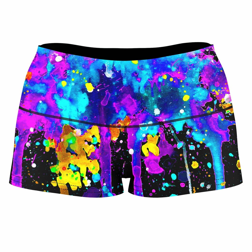 Abstract High-Waisted Women's Shorts T6 Abstract High-Waisted Women's Shorts -iEDM Shop brizbazaar abstract high waisted women s shorts