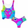 Ready To Ship Alien Melt Pink Crop Top And Booty Shorts Combo