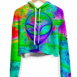 T6 Alien Melt Purple Fleece Crop Hoodie
