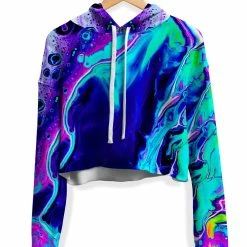 T6 Aqua Daze Fleece Crop Hoodie