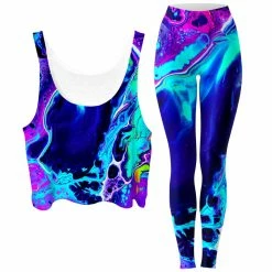 Ready To Ship Aqua Daze Crop Top And Leggings Combo