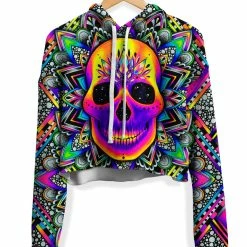 T6 Burnout Fleece Crop Hoodie