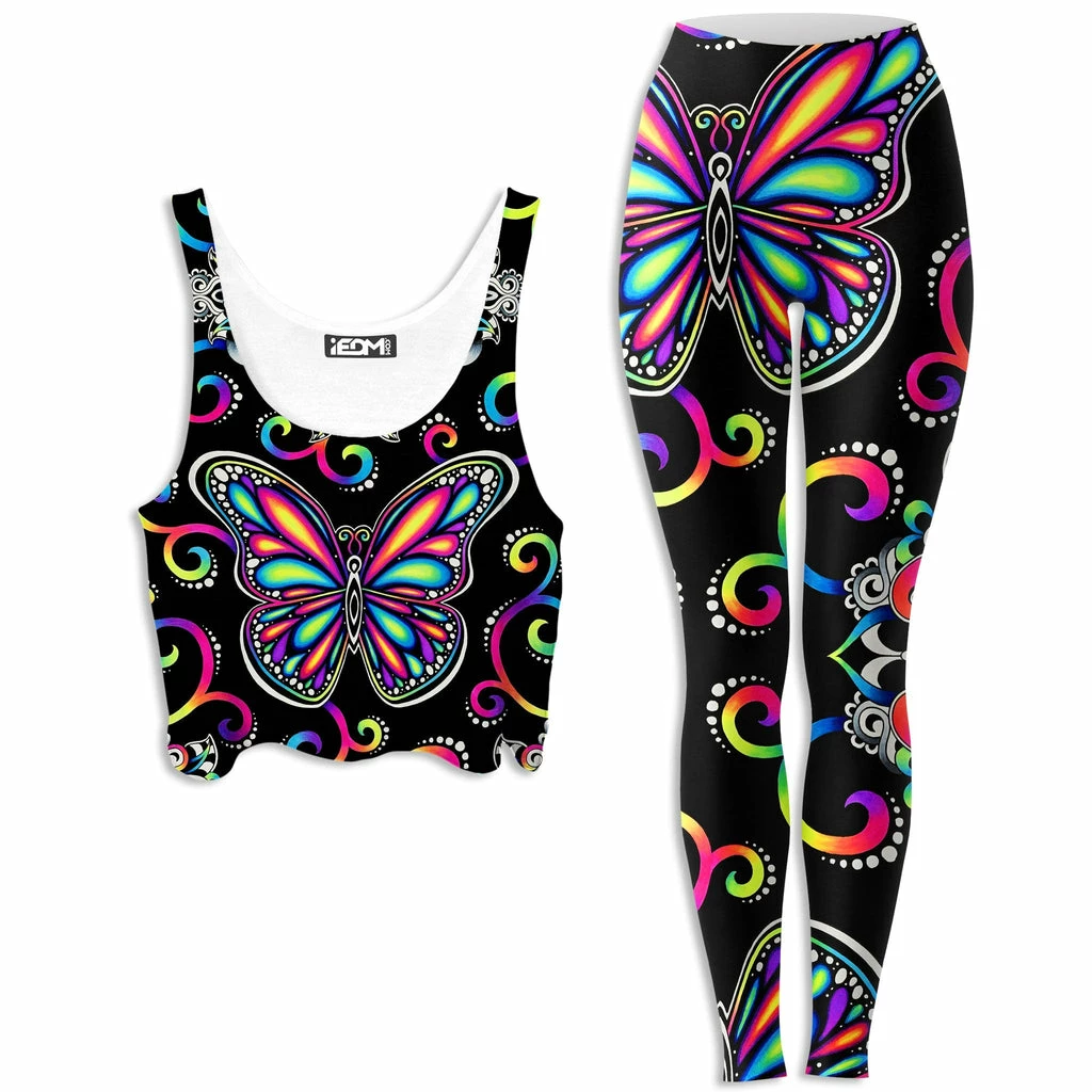 Ready To Ship Butterfly Vibez Crop Top And Leggings Combo 3 Ready To Ship Butterfly Vibez Crop Top And Leggings Combo