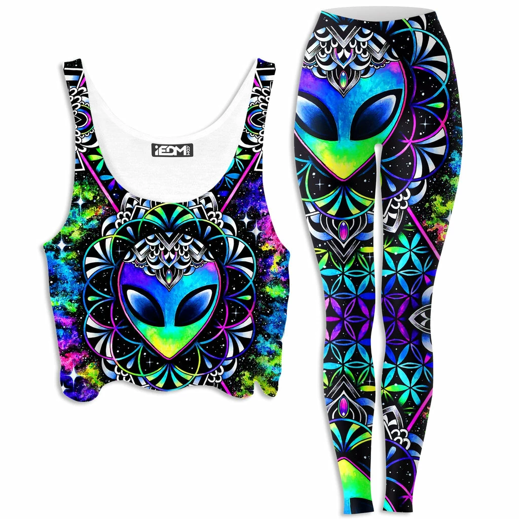 Conscious Cosmos Crop Top and Leggings Combo Ready To Ship Conscious Cosmos Crop Top And Leggings Combo -iEDM Shop brizbazaar conscious cosmos crop top and leggings combo