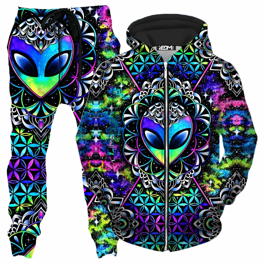 Conscious Cosmos Zip-Up Hoodie and Joggers Combo Ready To Ship Conscious Cosmos Zip-Up Hoodie And Joggers Combo -iEDM Shop brizbazaar conscious cosmos zip up hoodie and joggers combo