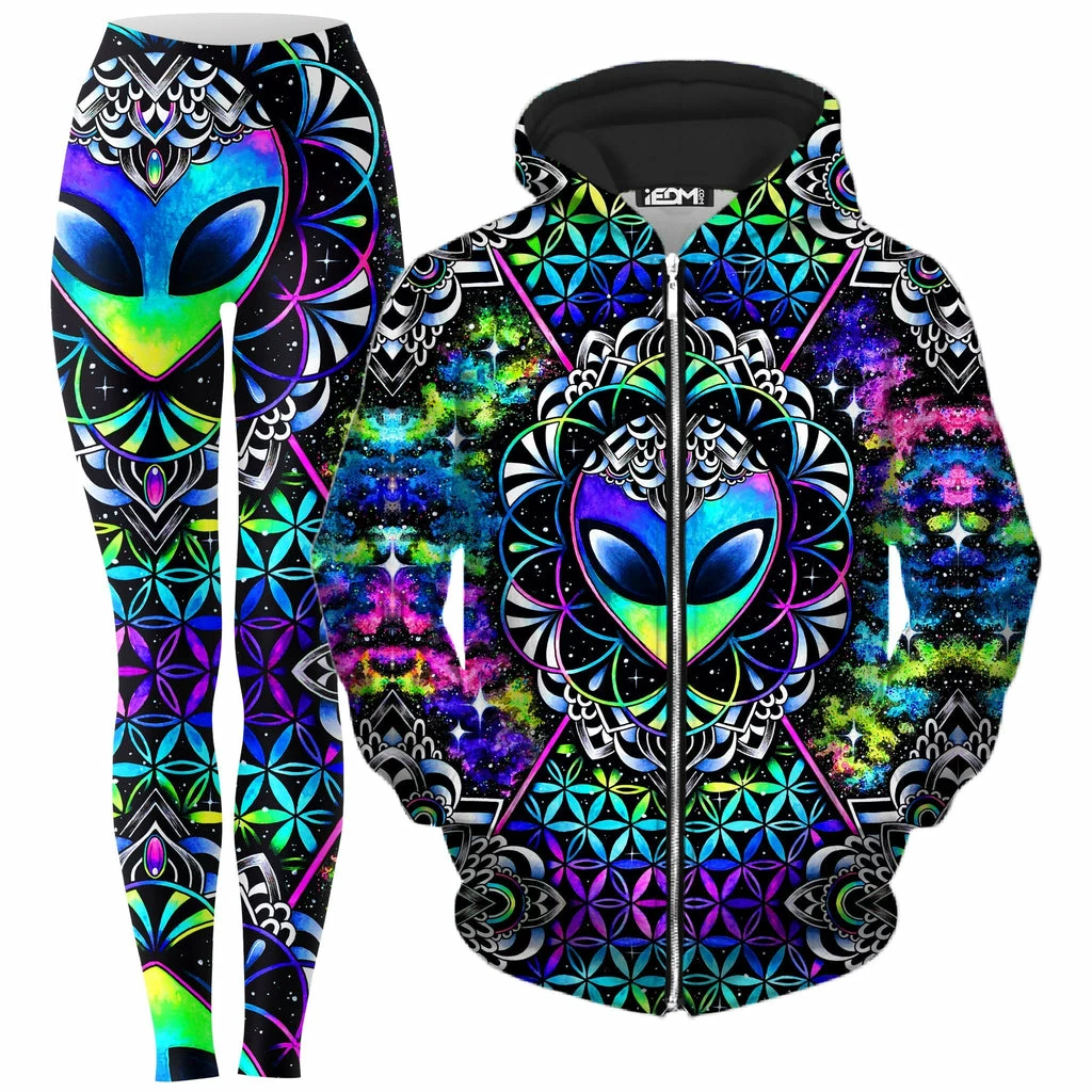 Conscious Cosmos Zip-Up Hoodie and Leggings Combo Ready To Ship Conscious Cosmos Zip-Up Hoodie And Leggings Combo -iEDM Shop brizbazaar conscious cosmos zip up hoodie and leggings combo