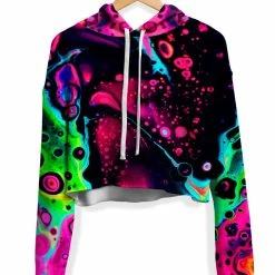 T6 Heart Fleece Crop Hoodie