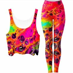 Ready To Ship Lava Trip Crop Top And Leggings Combo
