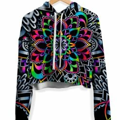 T6 Mandala Vibez Fleece Crop Hoodie