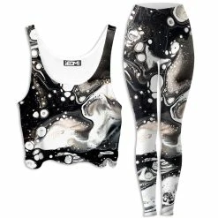 Ready To Ship Monochrome Melt Crop Top And Leggings Combo