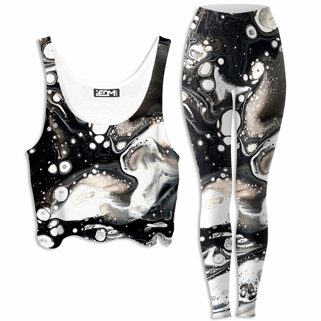 Ready To Ship Monochrome Melt Crop Top And Leggings Combo 3 Ready To Ship Monochrome Melt Crop Top And Leggings Combo