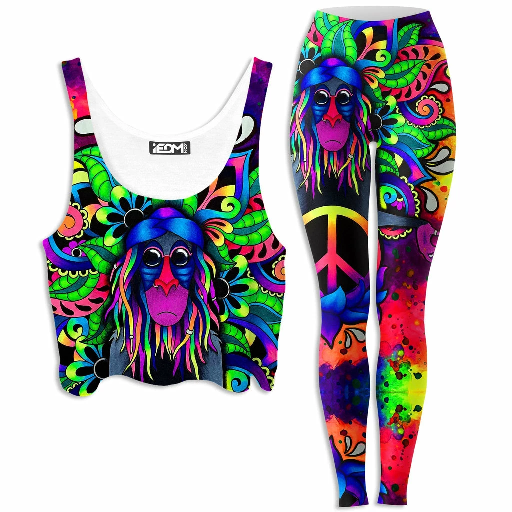 Peace Rafiki Crop Top and Leggings Combo Ready To Ship Peace Rafiki Crop Top And Leggings Combo -iEDM Shop brizbazaar peace rafiki crop top and leggings combo