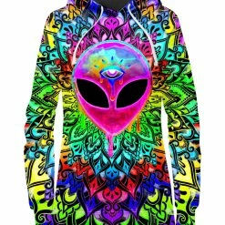 T6 Psy Alien Pink Hoodie Dress