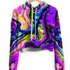 T6 Purple Funk Fleece Crop Hoodie