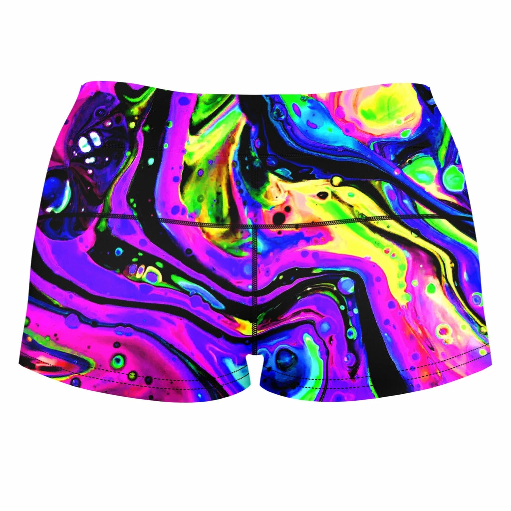 T6 Purple Funk High-Waisted Women's Shorts 4 T6 Purple Funk High-Waisted Women's Shorts - Image 2