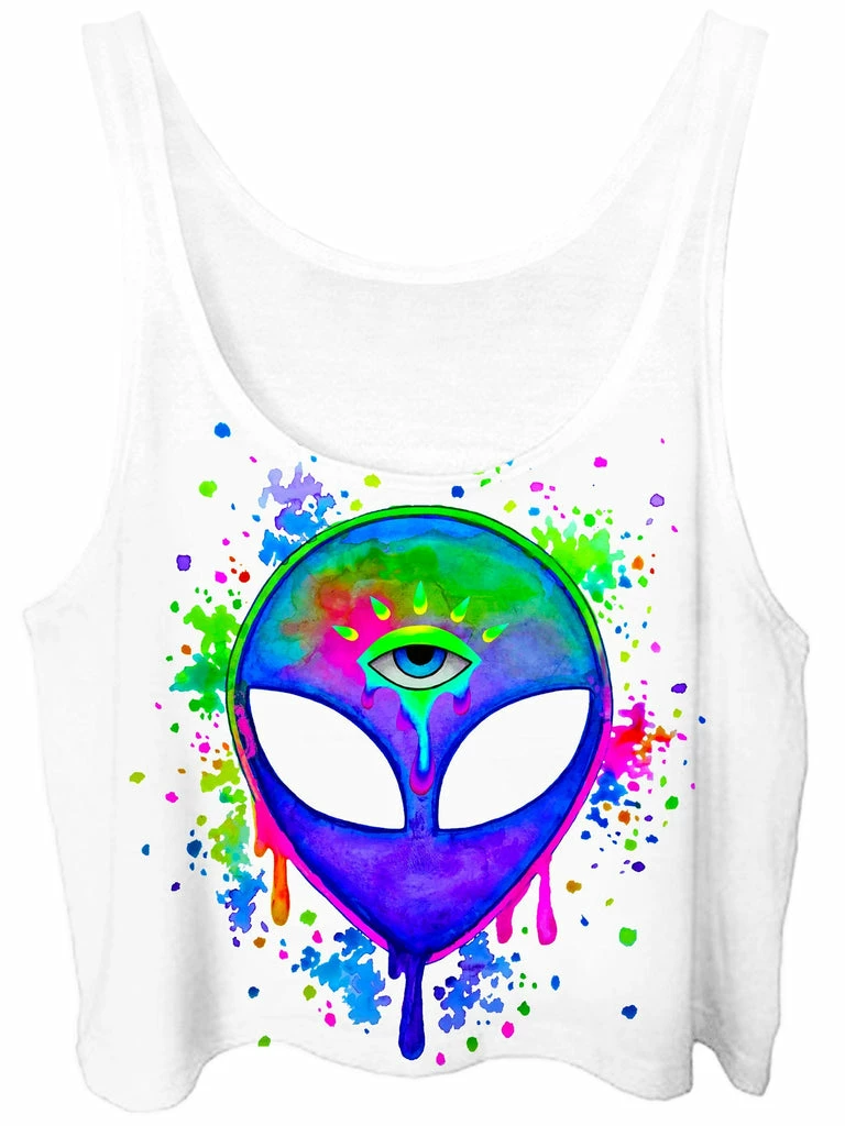 Splatter Alien Crop Top T6 Splatter Alien Crop Top -iEDM Shop brizbazaar splatter alien crop top