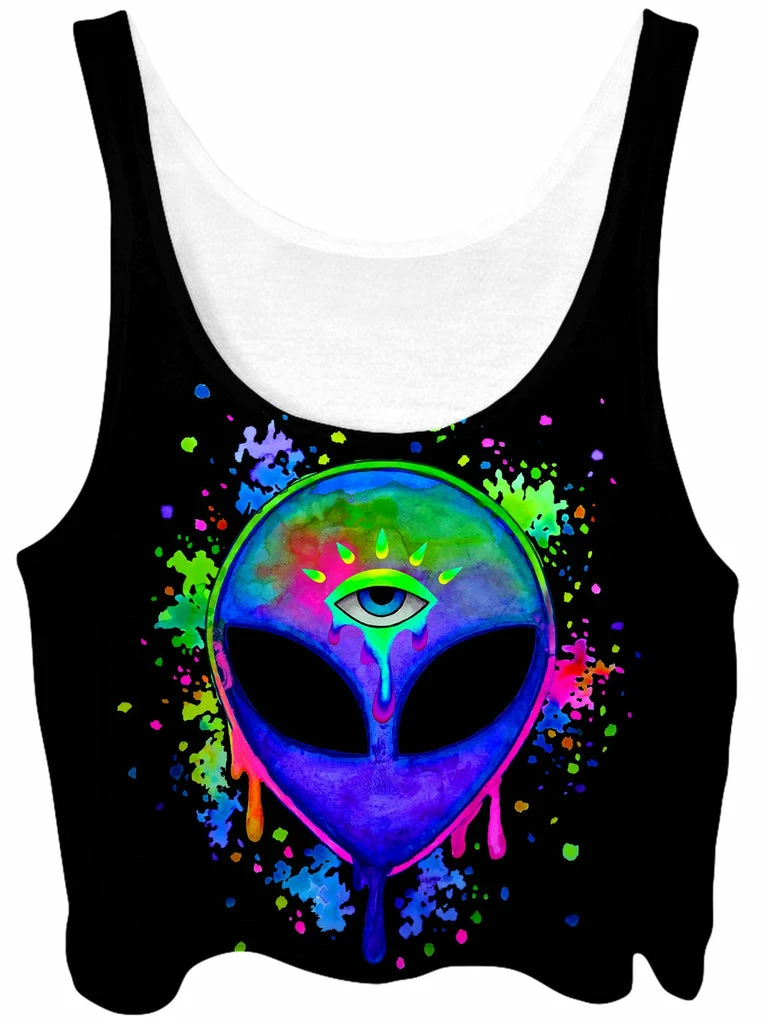 Splatter Alien Crop Top T6 Splatter Alien Crop Top -iEDM Shop brizbazaar splatter alien crop top