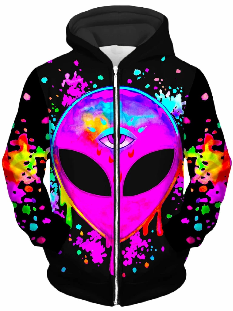 T6 Splatter Alien Pink Unisex Zip-Up Hoodie 3 T6 Splatter Alien Pink Unisex Zip-Up Hoodie