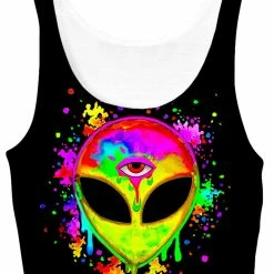 T6 Splatter Alien Yellow Crop Top