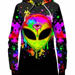 T6 Splatter Alien Yellow Hoodie Dress
