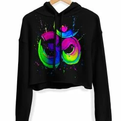 T6 Splatter Ohm Fleece Crop Hoodie