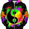 T6 Splatter Yin Yang 2 Unisex Zip-Up Hoodie