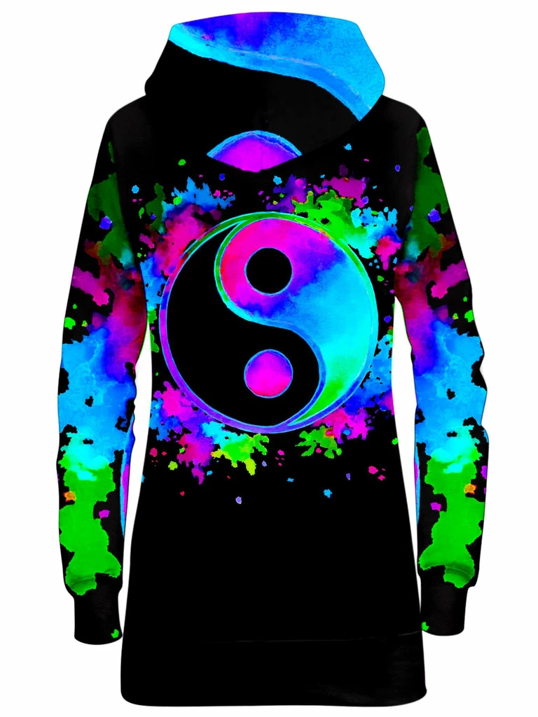 Splatter Yin Yang 3 Hoodie Dress T6 Splatter Yin Yang 3 Hoodie Dress -iEDM Shop brizbazaar splatter yin yang 3 hoodie dress
