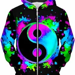 T6 Splatter Yin Yang 3 Unisex Zip-Up Hoodie