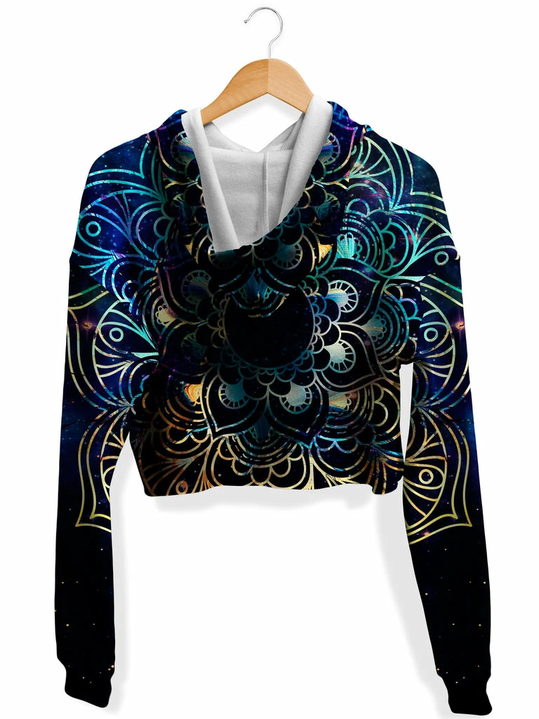Galaxy Mandala Fleece Crop Hoodie T6 Galaxy Mandala Fleece Crop Hoodie -iEDM Shop mcashe spiritual art galaxy mandala fleece crop hoodie