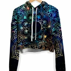 T6 Galaxy Mandala Fleece Crop Hoodie
