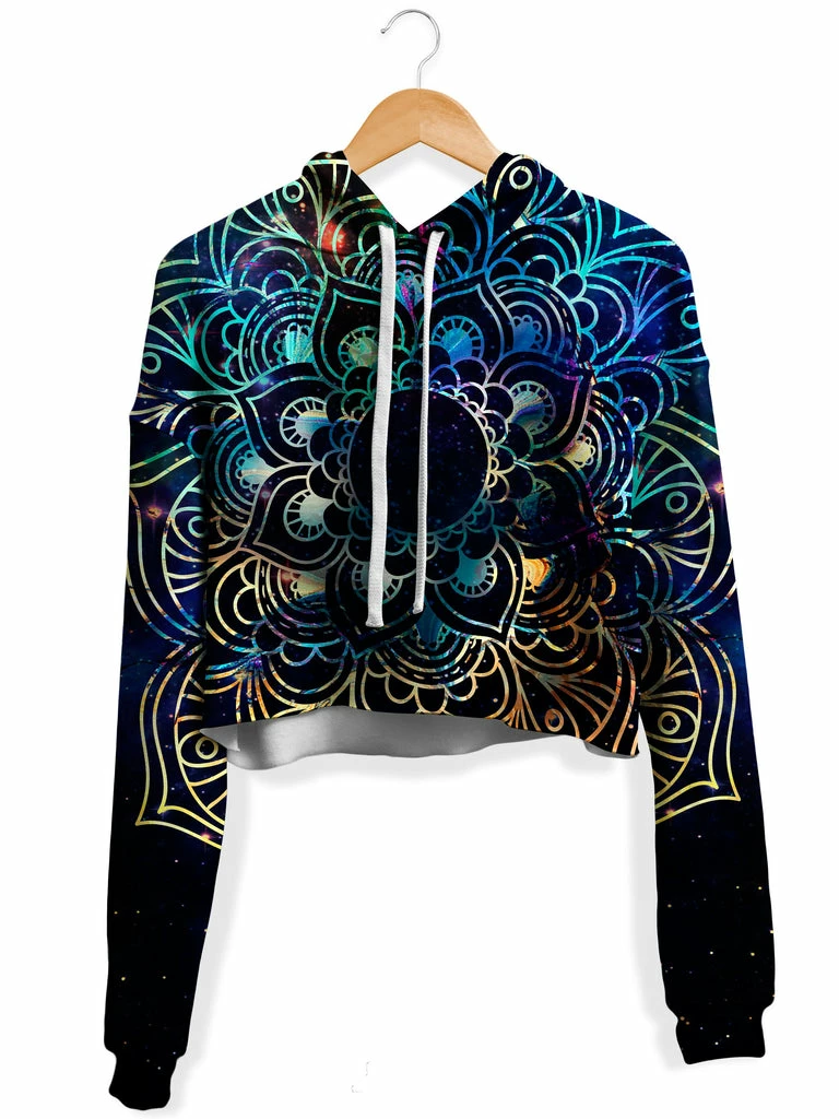 Galaxy Mandala Fleece Crop Hoodie T6 Galaxy Mandala Fleece Crop Hoodie -iEDM Shop mcashe spiritual art galaxy mandala fleece crop hoodie