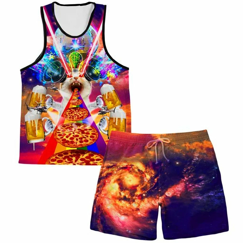 Ready To Ship Crazy Cat Tank And Shorts Combo