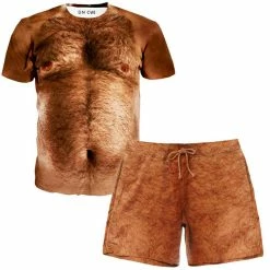 Ready To Ship Hairy Chest T-Shirt And Shorts Combo