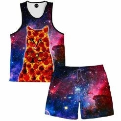 Ready To Ship Pepperoni Space Cat Tank And Shorts Combo