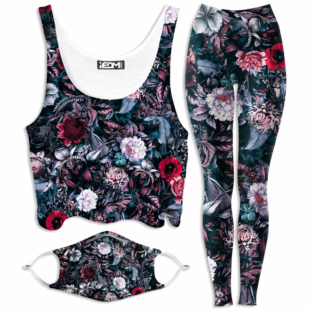 Blue Garden Crop Top and Leggings with PM 2.5 Face Mask Combo Ready To Ship Blue Garden Crop Top And Leggings With PM 2.5 Face Mask Combo -iEDM Shop riza peker blue garden crop top and leggings with pm 2 5 face mask combo