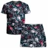 Ready To Ship Blue Garden T-Shirt And Shorts Combo
