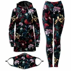 Ready To Ship Dark Path Hoodie Dress And Leggings With PM 2.5 Face Mask Combo