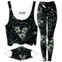 Ready To Ship Darkness Crop Top And Leggings With PM 2.5 Face Mask Combo