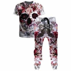 Ready To Ship Floral Skull T-Shirt And Joggers Combo