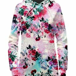 T6 Pink Floral Hoodie Dress