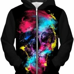 T6 Skull 49 Unisex Zip-Up Hoodie